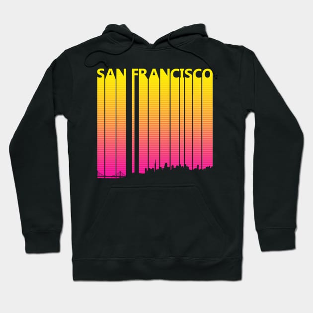 Retro 1980s San Francisco Skyline Silhouette Hoodie by GWENT